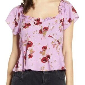 NWT ROW A Femme Flounce Sleeve Top